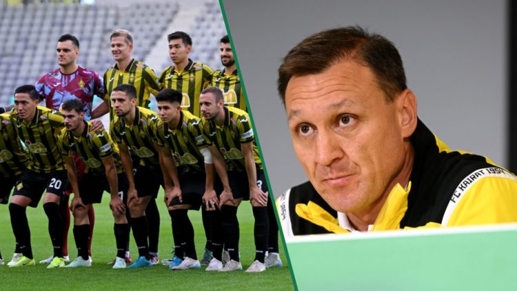 FC Kairat pose for a team photo prior to the UEFA Champions League 2025/26 first qualifying round first leg match vs Olimpija, Kairat Almaty manage...