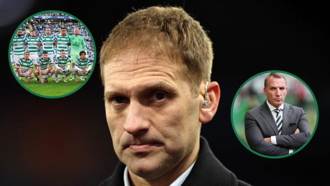 Stiliyan Petrov working for Villa TV before Aston Villa vs Club Brugge, an inset of the Celtic squad before Kairat Almaty, an inset of Brendan Rodg...
