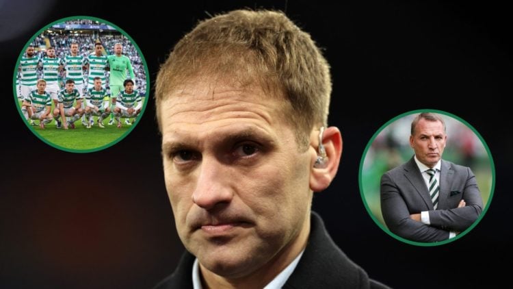 Stiliyan Petrov working for Villa TV before Aston Villa vs Club Brugge, an inset of the Celtic squad before Kairat Almaty, an inset of Brendan Rodg...