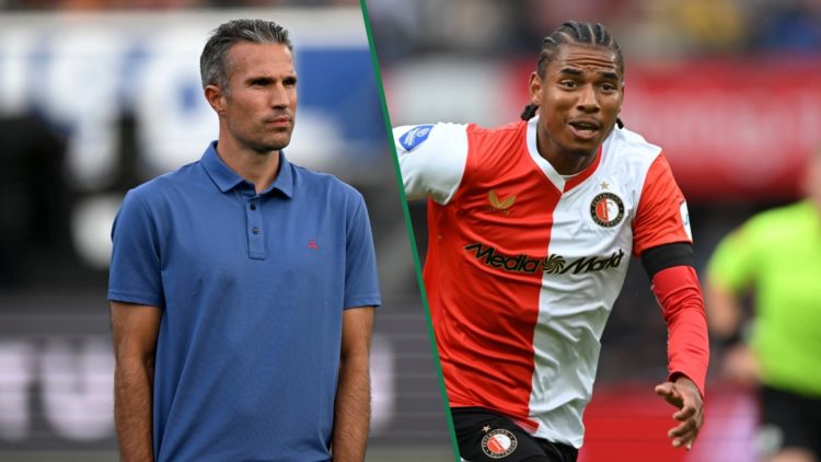 Robin van Persie looks on during Excelsior v Feyenoord, Calvin Stengs in action during Feyenoord vs Wolfsburg