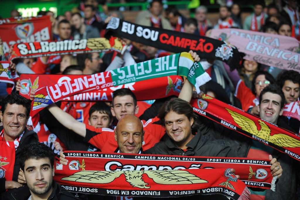 SL Benfica fans show their support during the UEFA Champions League group stage match between Celtic FC and SL Benfica on September 19, 2012 at Celtic Park