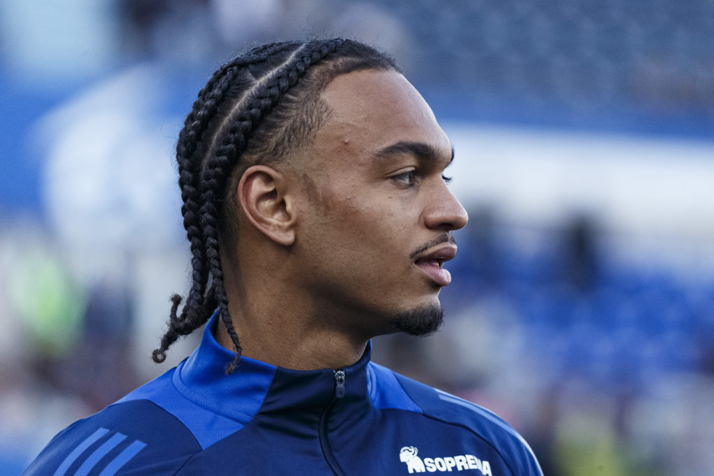 Sekou Mara of Strasbourg looks on prior to the France Ligue 1 McDonald's match between RC Strasbourg Alsace and Stade Brestois 29
