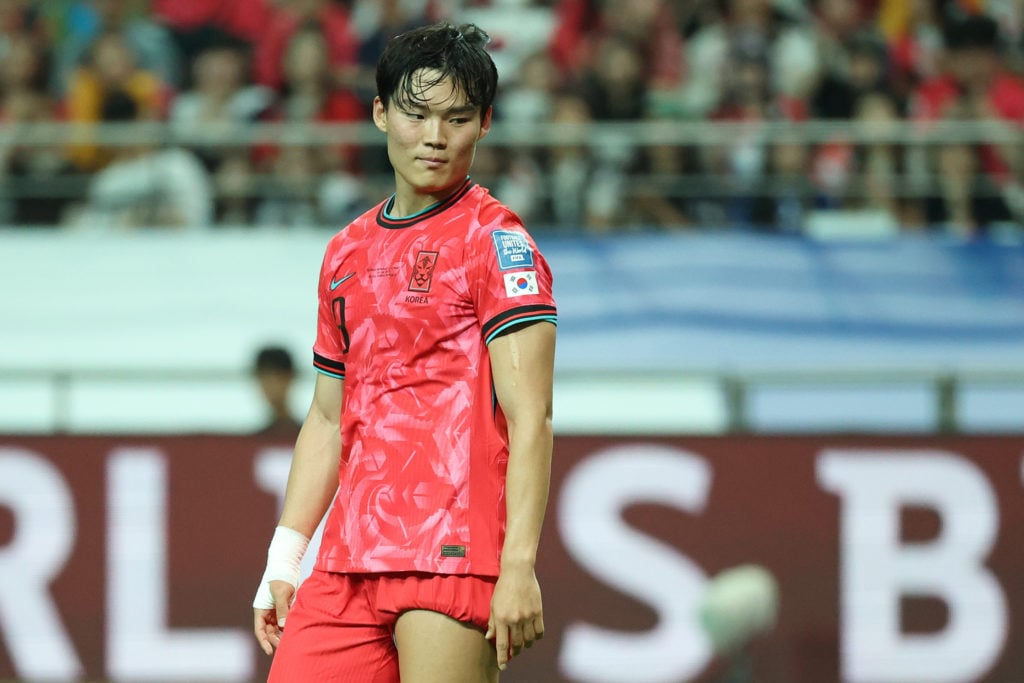 Oh Hyeongyu of South Korea looks on during the FIFA World Cup Asian Third Qualifier Group B match vs Kuwait