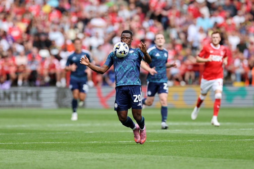 Patson Daka controls the ball during Charlton Athletic vs Leicester City