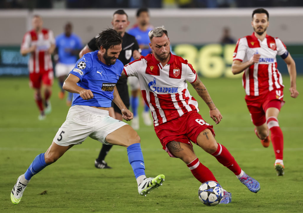 Marko Arnautovic in action for Red Star Belgrade vs Pafos in the Champions League qualifiers