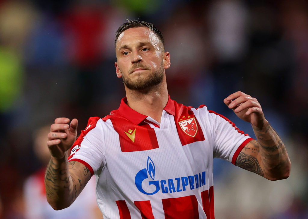 Marko Arnautovic in action for Red Star Belgrade against Celtic in the Europa League.