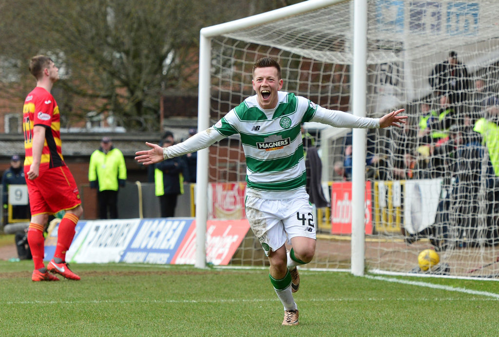 Callum McGregor celebrates his goal for Celtic vs Partick Thistle