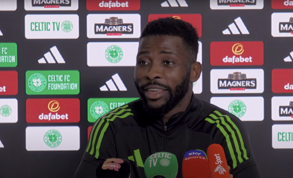 Kelechi Iheanacho at his Celtic press conference.