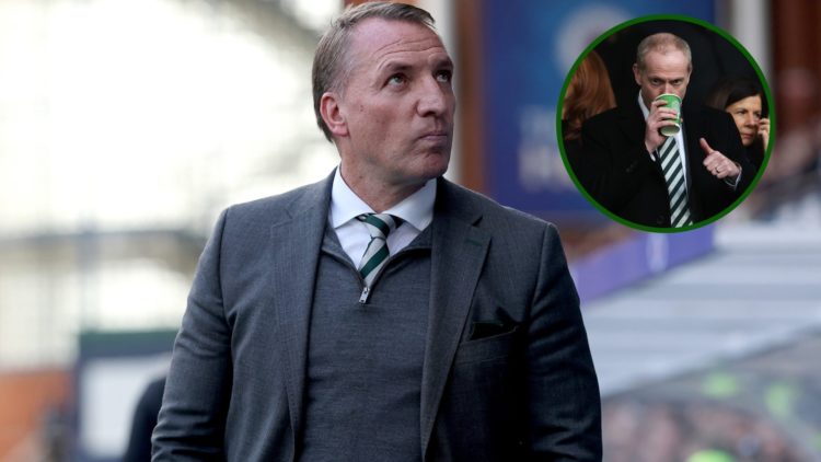 Image of Celtic manager Brendan Rodgers at Ibrox with an overlay of Celtic CEO Michael Nicholson.