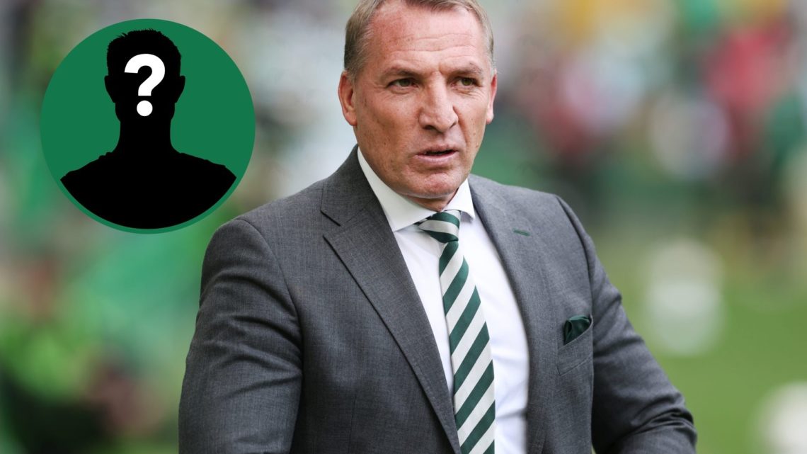 Brendan Rodgers arrives before Celtic vs Livingston, an inset of a mystery man