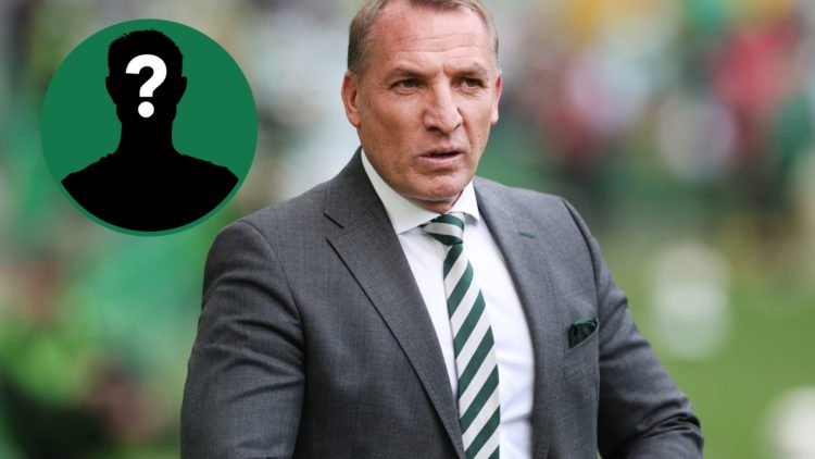 Brendan Rodgers arrives before Celtic vs Livingston, an inset of a mystery man