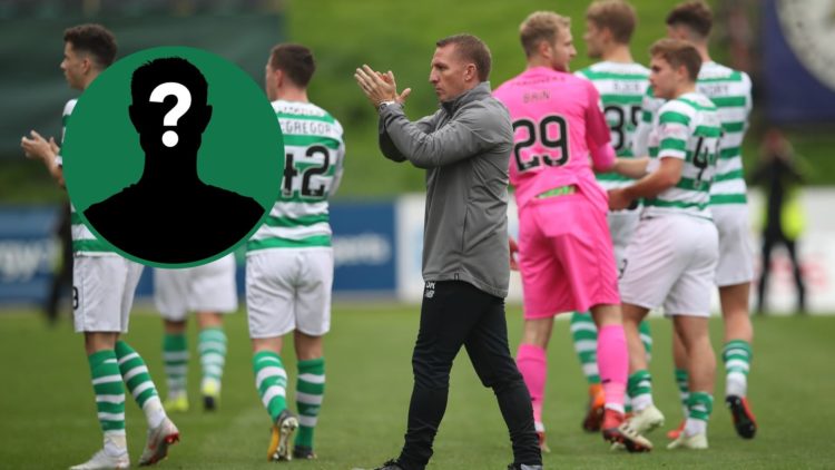 Brendan Rodgers applauds the Celtic fans after the win against Partick Thistle, an inset of a mystery