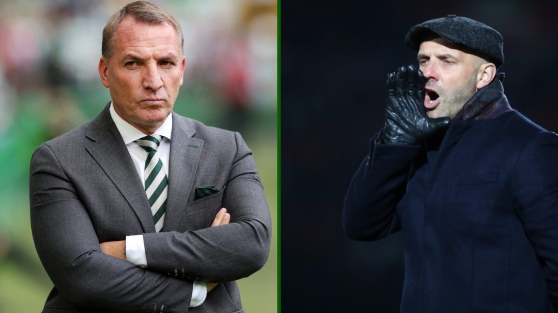 Split image of Celtic boss Brendan Rodgers and head of recruitment Paul TIsdale.