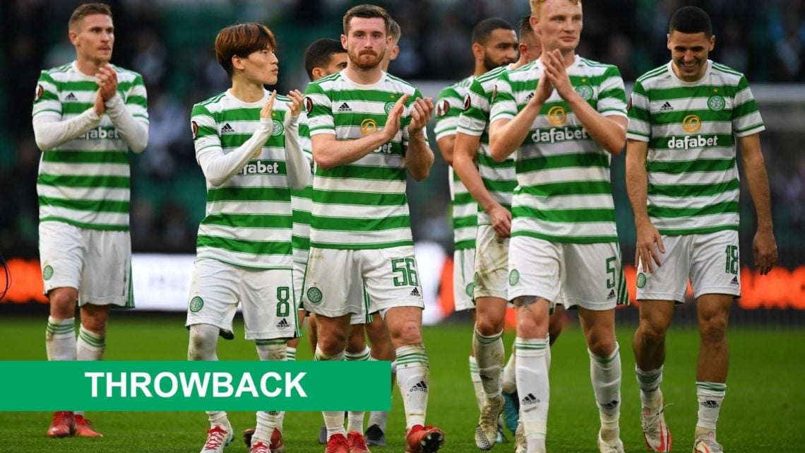 Celtic's players celebrate after beating Ferencvaros in the Europa League at Celtic Park