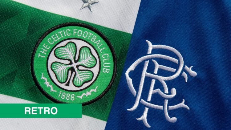The Glasgow Celtic FC and the Glasgow Rangers FC Club Badges, retro banner