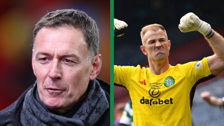 A split image of Celtic hero Chris Sutton commentating on Liverpool FC v Real Madrid C.F. - UEFA Champions League 2024/25 League Phase MD5 and Joe ...