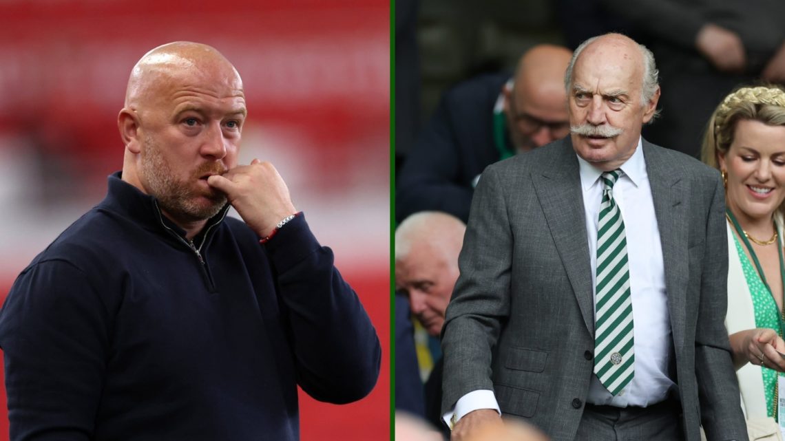 Split image of former Rangers midfielder Charlie Adam and Celtic shareholder Dermot Desmond.
