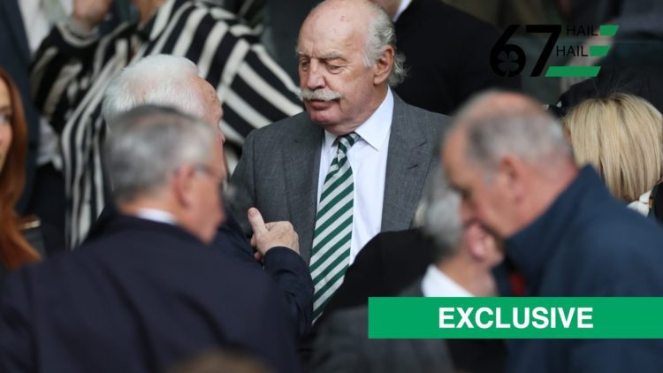 Dermot Desmond is spotted in the crowd before Celtic vs St Mirren, an exclusive banner