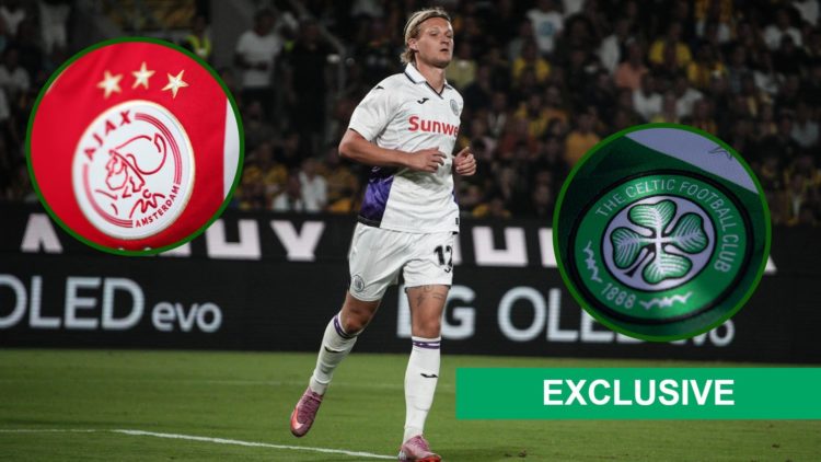 Kasper Dolberg in action for Anderlecht as Celtic and Ajax chase the Denmark striker.