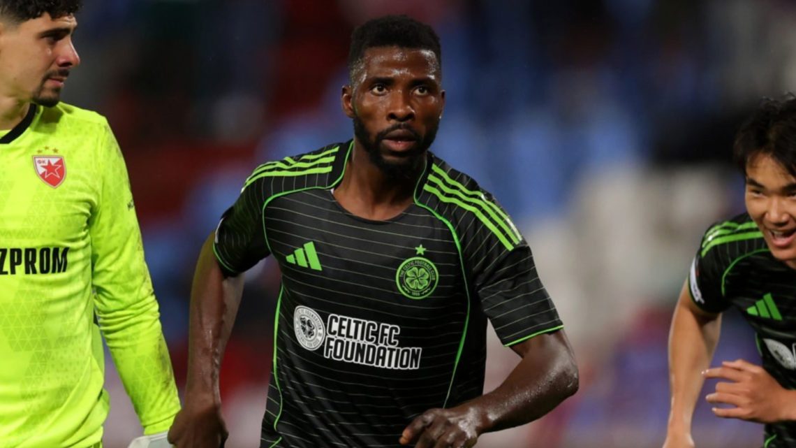 Kelechi Iheanacho celebrates scoring for Celtic