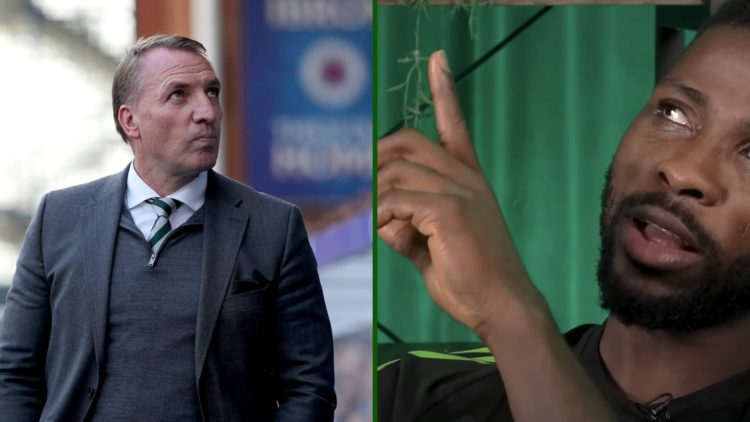 Split image of Celtic boss Brendan Rodgers at Kilmarnock and new Bhoy Kelechi Iheanacho.
