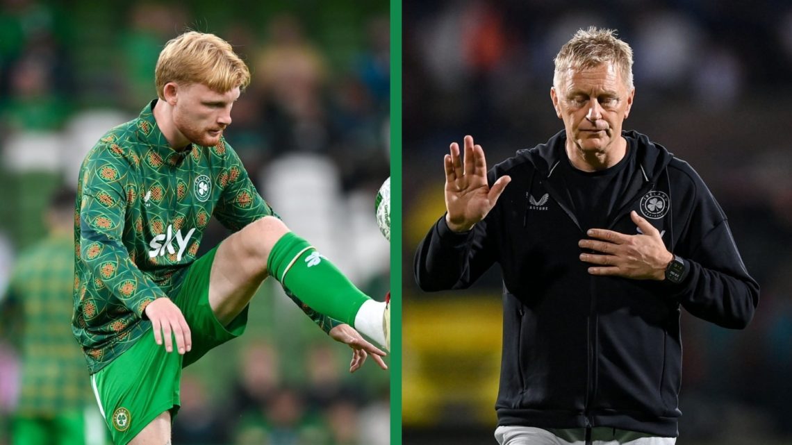 A split image of Liam Scales preparing for the Republic of Ireland's World Cup qualifier against Hungary and Ireland boss Heimir Hallgrímsson apolo...