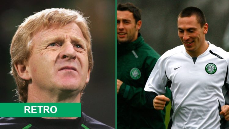 Gordon Strachan watches on during a Celtic match, Scott Brown during a Celtic training session with Scott McDonald