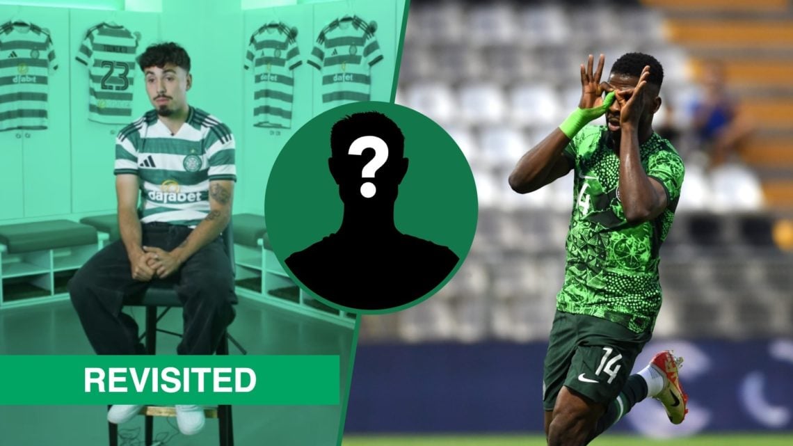 Sebastian Tounekti is unveiled as a new Celtic player, an inset of a mystery man, Kelechi Iheanacho celebrates a goal for Nigeria
