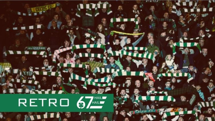 Celtic fans hold up their scarves before a Champions League game against RB Leipzig