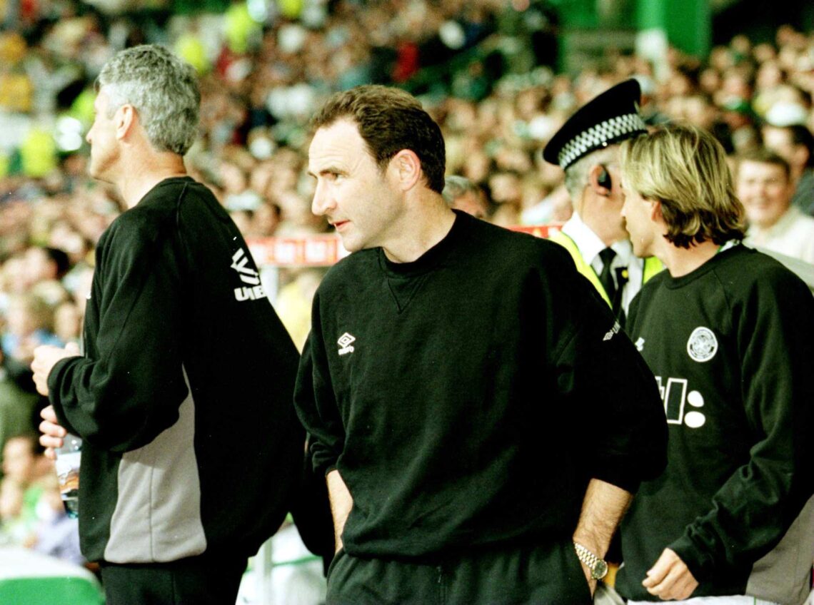 25 Jul 2000:   Martin O''Neill manager of Celtic during the pre-season friendly between Celtic and West Ham United at Celtic Park in Glasgow, Scotl...