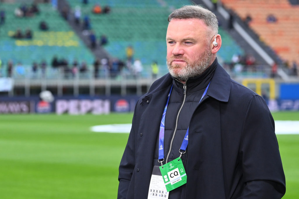 Wayne Rooney in attendance for Inter's Champions League clash against Barcelona.