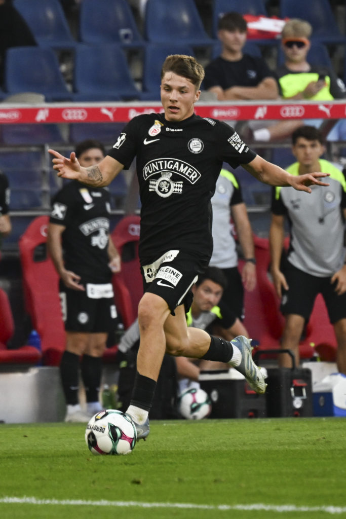Filip Jan Rozga of Sturm Graz runs with the ball during the Admiral Bundesliga match between FC Red Bull Salzburg and SK Puntigamer Sturm Graz at Red Bull Arena