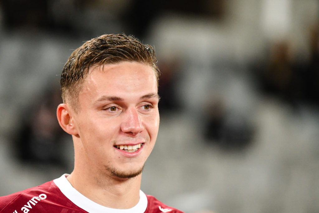 Louis Munteanu smiles during Universitatea Cluj vs. CFR Cluj
