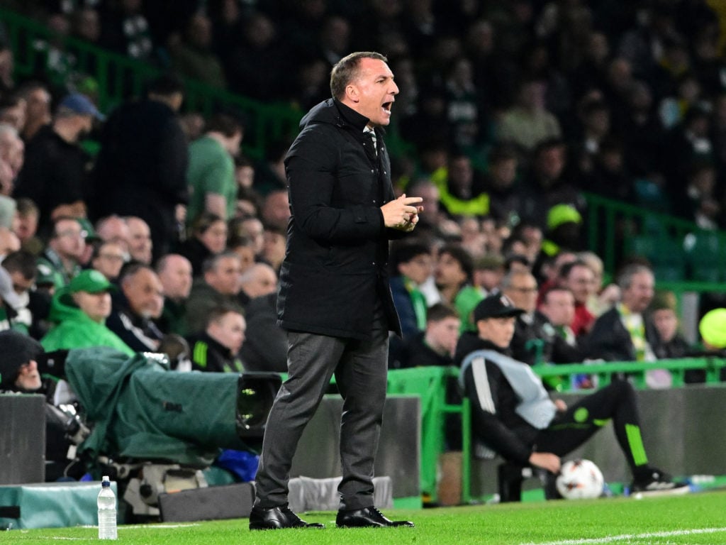 Celtic Manager Brendan Rodgers on the touchline during the UEFA Europa League match, round 2 of 8 between Celtic FC and S.C. Braga at Celtic Park,
