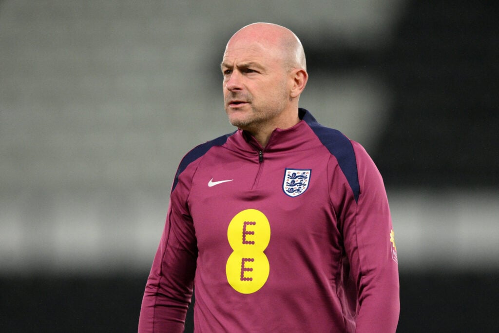 Lee Carsley looks on before England U21s Euro U21 qualifier against Andorra U21