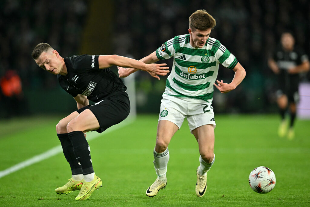 Johnny Kenny in action for Celtic against Sturm Graz