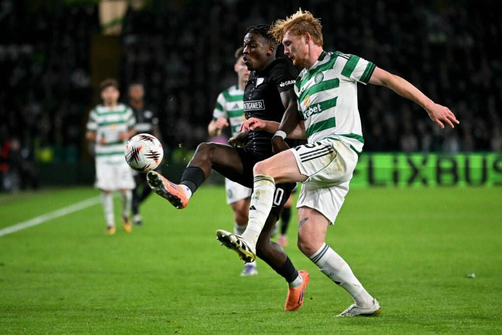 Liam Scales in action for Celtic against Sturm Graz