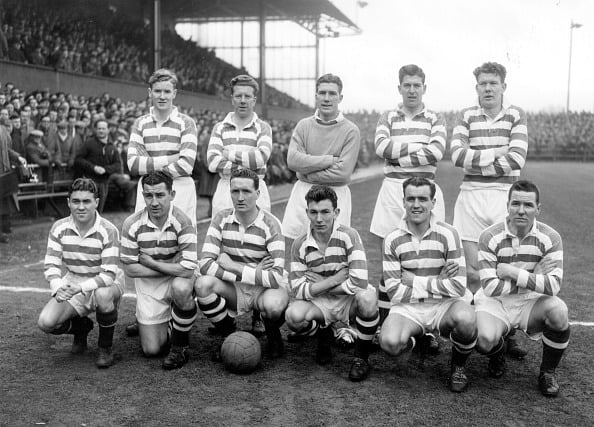 The Cetic team pose before kick off in 1955