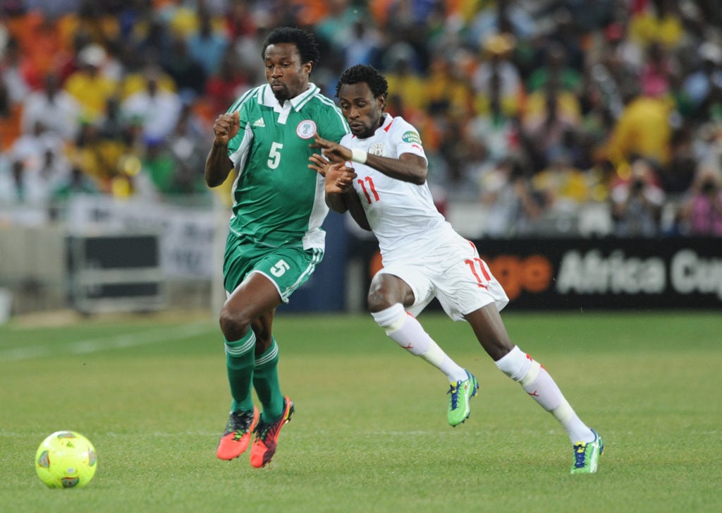 Efe Ambrose tries to make a tackle in the 2013 African Cup of Nations final