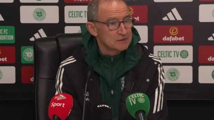 Celtic boss Martin O'Neill taking in the post-match press conference after Celtic hammered Falkirk.