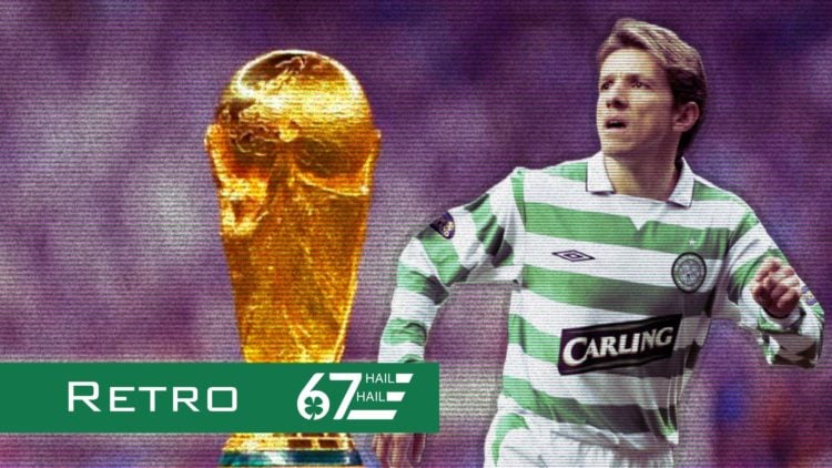 Juninho in action for Celtic against Hearts in the Scottish Premiership, a general view of the World Cup trophy before France vs Argentina in the 2...