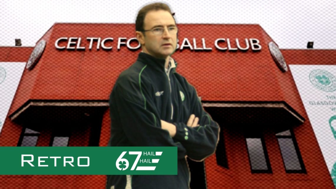 A general view of Celtic Park, Martin O'Neill watches on during Celtic vs Hearts