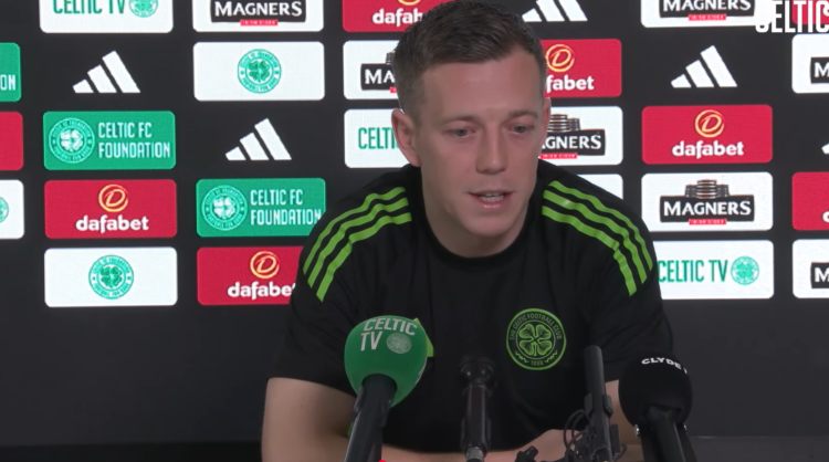 Callum McGregor speaks to the media before Celtic's Premier Sports Cup semi-final game against Rangers