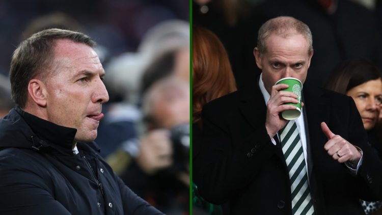 Split image of Celtic boss Brendan Rodgers and Celtic CEO Michael Nicholson.