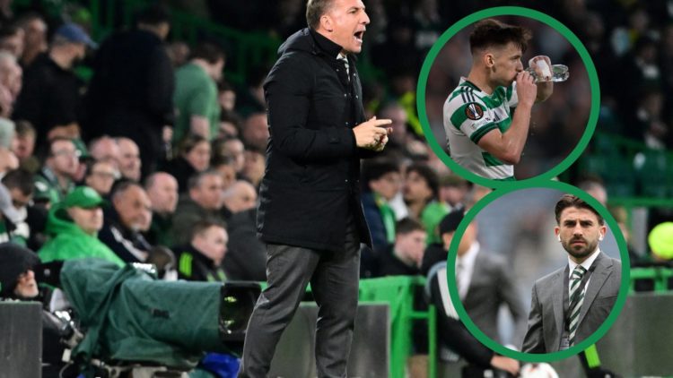 Celtic Manager Brendan Rodgers on the touchline during the UEFA Europa League match, round 2 of 8 between Celtic FC and S.C. Braga at Celtic Park, ...