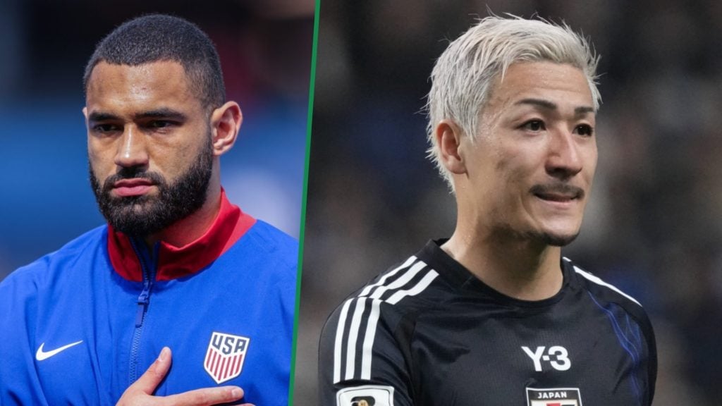 USMNT's Cameron Carter-Vickers left and Japan star Daizen Maeda in action right