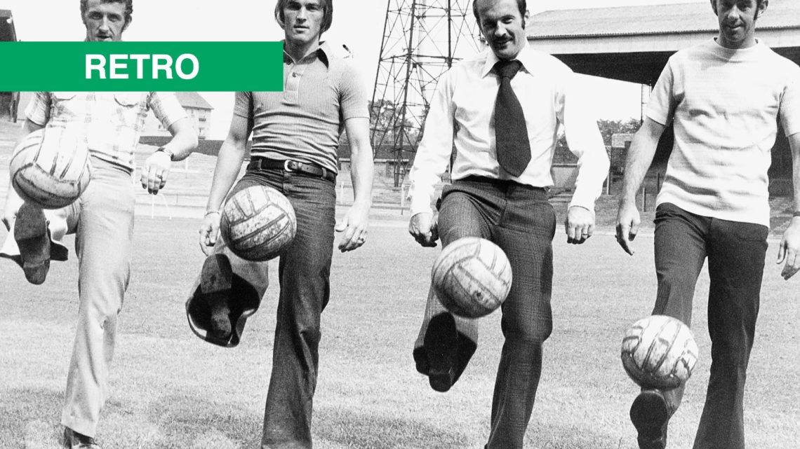 Kenny Dalglish posing with a ball as a Celtic player.