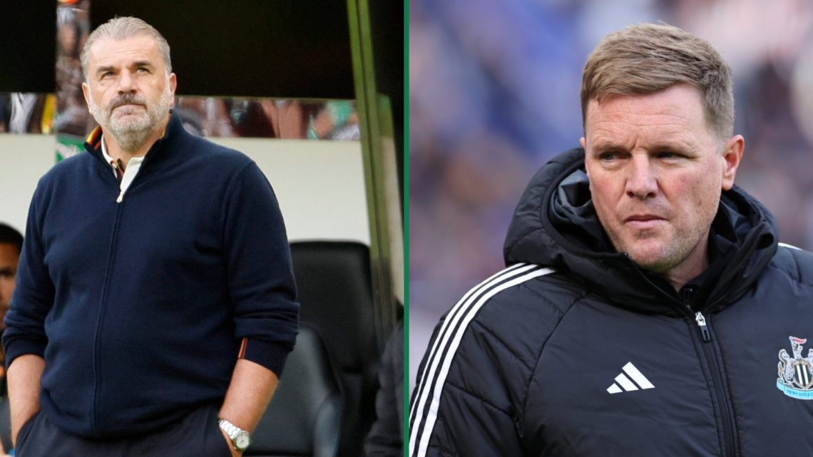 Ange Postecoglou looks dejected during Newcastle United vs Nottingham Forest, Eddie Howe looks on during Newcastle United vs Nottingham Forest