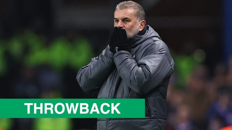 Ange Postecoglou with hands over his mouth at Ibrox Stadium