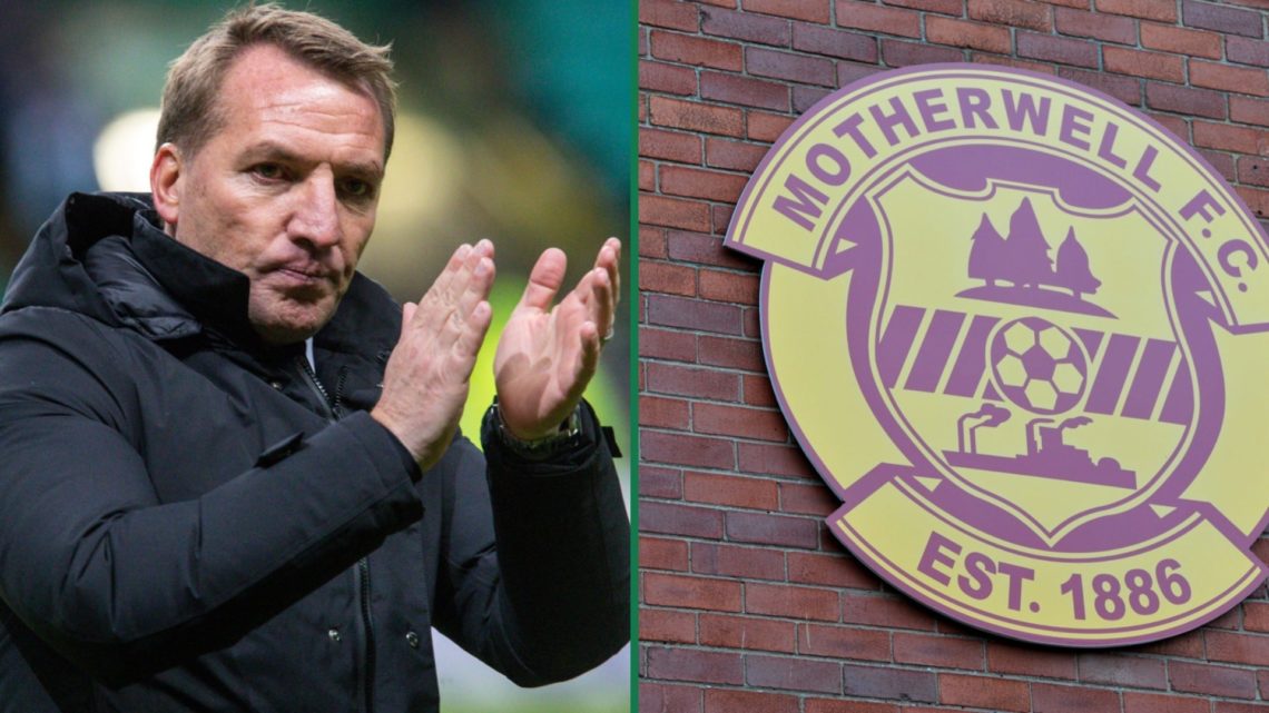 Brendan Rodgers applauds Celtic fans after beating Zenit St Petersburg, the Motherwell badge outside Fir Park
